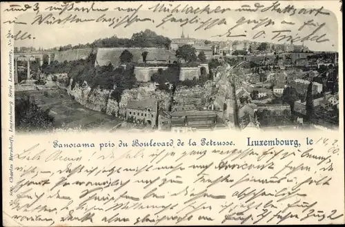 Ak Luxemburg, Panorama pris du Boulevard de la Petrusse