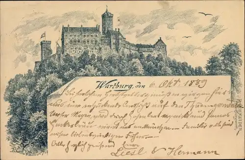 Vorläufer Ganzsachen Litho Lutherstadt Eisenach in Thüringen, Wartburg, 1889