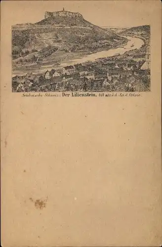 Ganzsachen Vorläufer Litho Bad Schandau an der Elbe, Lilienstein