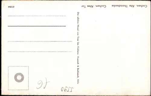 Ak Cochem im Landkreis Cochem Zell Rheinland Pfalz, Alte Torschenke, Altes Tor