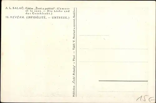 Künstler Ak Salac, A. L., Die Liebe und das Geschlecht, Untreue, No. 12