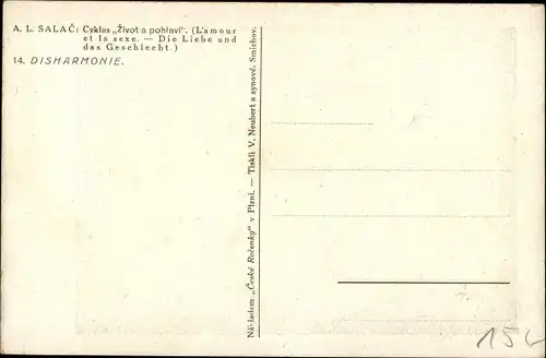 Künstler Ak Salac, A. L., Die Liebe und das Geschlecht, Disharmonie, No. 14