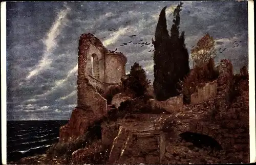 Künstler Ak Böcklin, Arnold, Ruine am Meer, Symbolismus