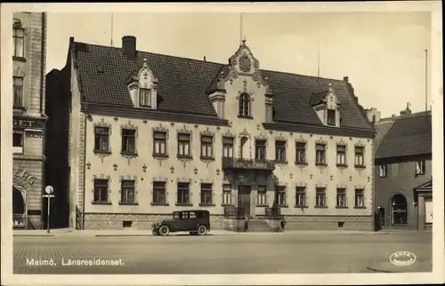 Ak Malmö Schweden, Länsresidenset, Vorderansicht, Auto