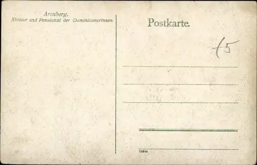 Ak Arenberg Koblenz, Kloster und Pensionat der Dominikanerinnen