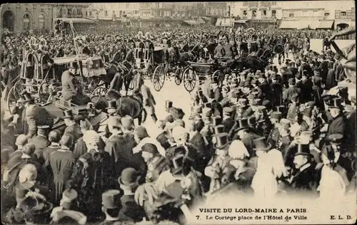 Ak Paris, Visite du Lord Maire, Le Cortége place de l'Hôtel de Ville, William Treloar