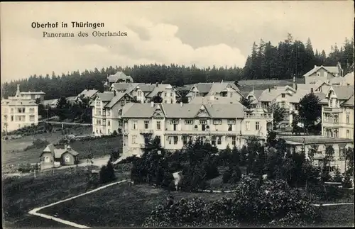 Ak Oberhof im Thüringer Wald, Hotel Sanssdorf, Gesamtansicht, Panorama des Oberlandes