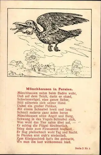 17 alte Künstler Gedicht Ak Baron von Münchhausen, diverse Motive