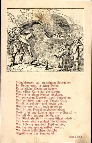 17 alte Künstler Gedicht Ak Baron von Münchhausen, diverse Motive