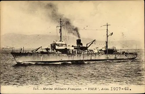 Ak Französisches Kriegsschiff, Yser, Aviso, Marine Militaire Francaise