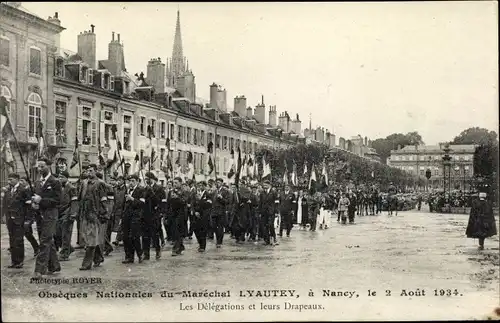 Ak Nancy Meurthe et Moselle Lothringen, Obseques Nationales du Marechal Lyautey 1934, Trauerzug