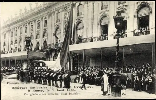 Ak Nancy Meurthe et Moselle Lothringen, Obseques Nationales Marechal Lyautey 1934, Place Stanislas