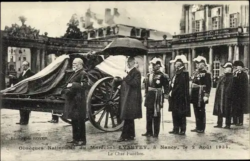 Ak Nancy Meurthe et Moselle Lothringen, Obseques Nationales du Marechal Lyautey 1934, Leichenwagen