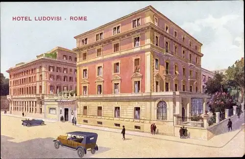 Künstler Ak Roma Rom Lazio, Hotel Ludovisi, Straßenansicht