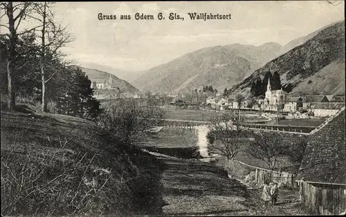 Ak Oderen Odern Elsass Haut Rhin, Wallfahrtsort, Panoramaansicht von Ortschaft