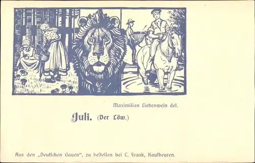 Künstler Ak Juli, Der Löw, Sternzeichen Löwe, Leo, 23. Juli bis 22. August