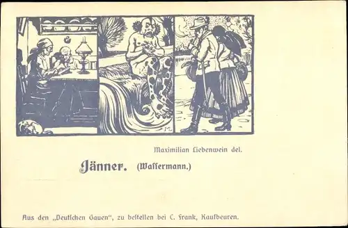 Künstler Ak Jänner, Sternzeichen Wassermann, Aquarius, 21. Januar bis 18. Februar