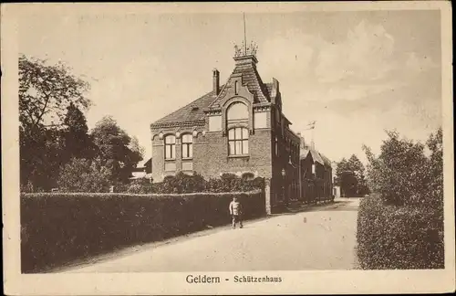 Ak Geldern in Nordrhein Westfalen, Schützenhaus von der Straße gesehen