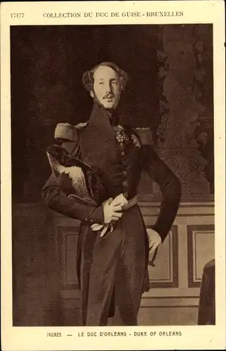 Künstler Ak Ingres, Ferdinand Philippe d’Orléans, Duc de Chartres, Portrait in Uniform, Duc de Guise