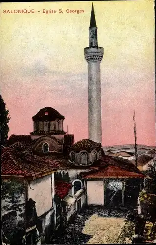 Ak Thessaloniki Griechenland, Église St. Georges, Minarett