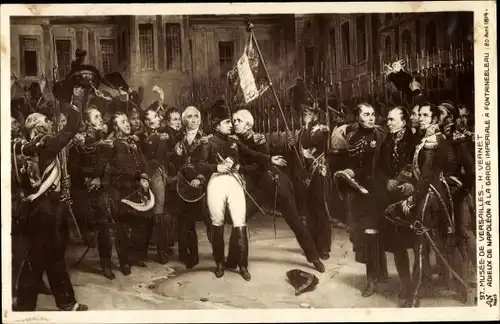 Künstler Ak Vernet, H., Adieu de Napoléon à la Garde Imperiale à Fontainebleau 20.04.1814