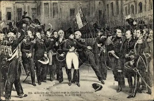Künstler Ak Adieux de Napoléon à la Garde Impériale à Fontainebleau 20.04.1814