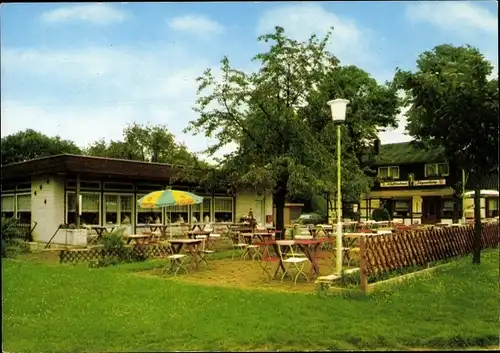 Ak Natrup Hagen am Teutoburger Wald, Kaffeehaus Jägerberg am Silbersee, Außenansicht, Terrasse