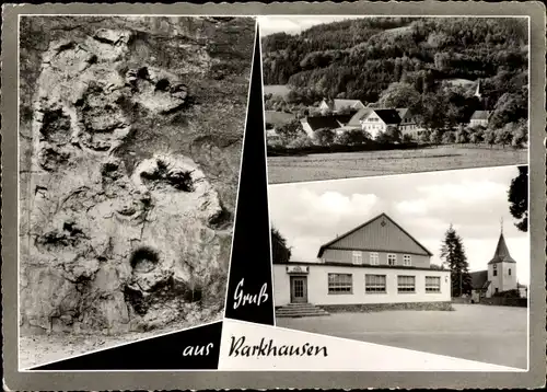 Ak Barkhausen Bad Essen in Niedersachsen, Gasthaus Spieker, Saurierspuren, Außenansicht, Panorama