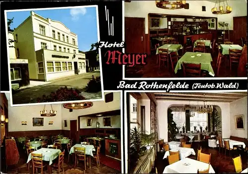 Ak Bad Rothenfelde am Teutoburger Wald, Hotel Meyer, Innen- und Außenansicht, Bes. Fredy Schober