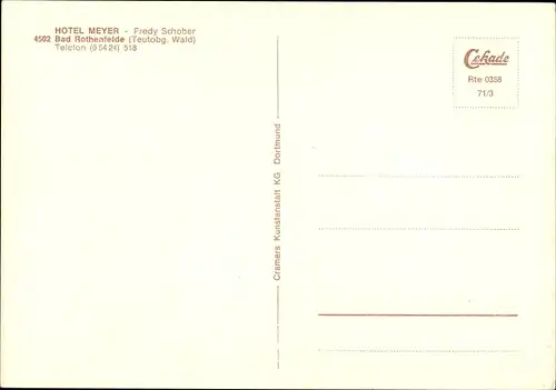 Ak Bad Rothenfelde am Teutoburger Wald, Hotel Meyer, Innen- und Außenansicht, Bes. Fredy Schober