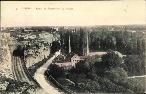 Ak Dijon Côte d’Or, Route de Plombières, le Foulon, Bahnstrecke, Tunnel