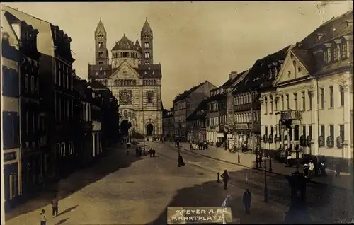 Foto Ak Speyer am Oberrhein, Marktplatz, Dom, Kaufhaus