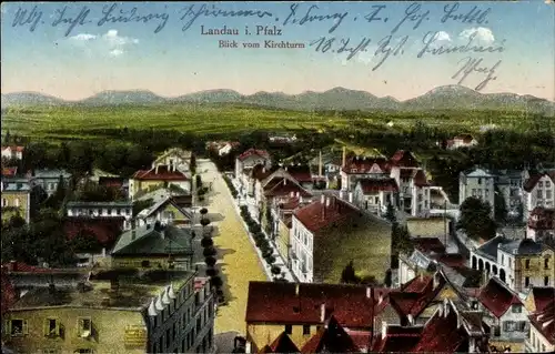 Ak Landau in der Pfalz, Blick vom Kirchturm, Teilansicht der Stadt