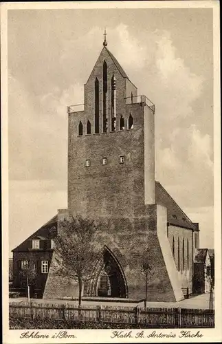 Ak Sławno Schlawe Pommern, Kath. St. Antonius Kirche