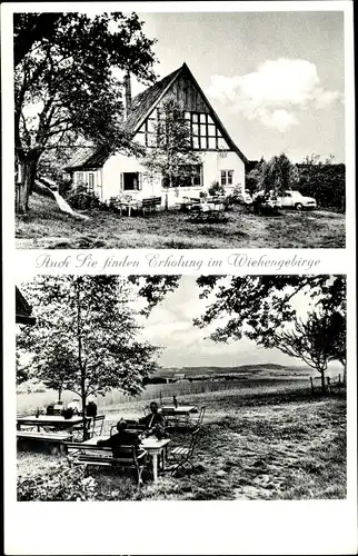 Ak Buer Melle in Niedersachsen, Hans Klehr Waldhaus Stuckenberg, Gesamtansicht, Terrasse, Panorama