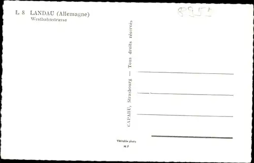 Ak Landau in der Pfalz, Westbahnstraße, evangelische Stiftskirche