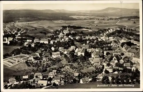 Ak Bonndorf im Schwarzwald, Kirche, Panoramaansicht, Feldberg