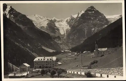 Ak Trafoi Südtirol, Gasthof zur schönen Aussicht, Mariä Heimsuchung, Landschaftsblick