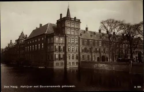 Ak 's Gravenhage Den Haag Südholland, Hofvijver met Gouvernements gebouwen
