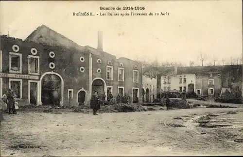 Ak Bréménil Meurthe et Moselle, Ruines apres l'invasion 1914-15, Kriegszerstörung I. WK, Cafe Miller