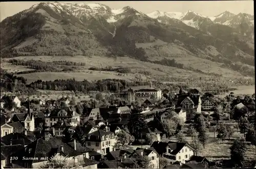 Ak Sarnen Kt. Obwalden Schweiz, Panorama mit Sarnersee, Wohnhäuser