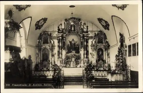 Ak Sarnen Kt. Obwalden Schweiz, Frauenkloster St. Andreas, Kapelle, Innenansicht