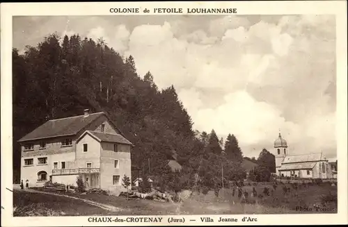 Ak Chaux des Crotenay Jura, Villa Jeanne d'Arc, Église
