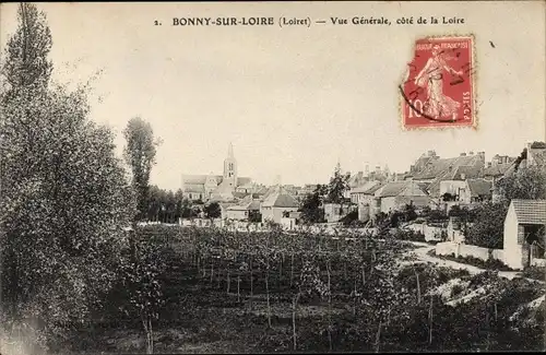 Ak Bonny Sur Loire Loiret, Vue Générale, côté de la Loire