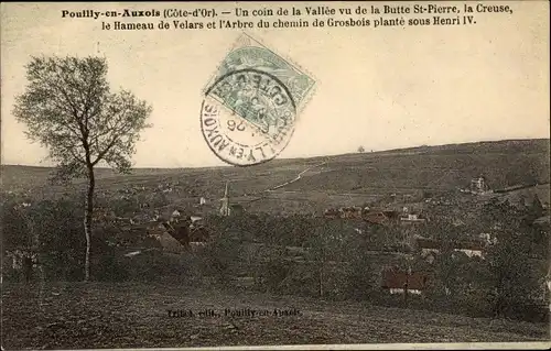 Ak Pouilly en Auxois Côte d'Or, Un Coin de la Vallée vu de la Butte St. Pierre, la Creuse, le Hameau