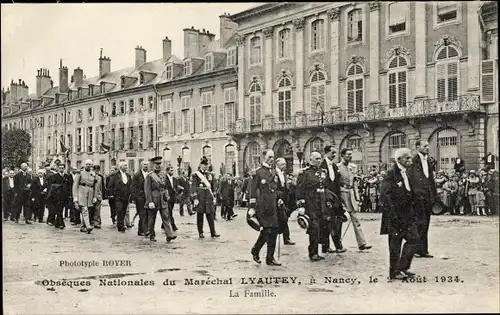 Ak Nancy Lothringen, Obsèques Nationales du Maréchal Lyautey, le 2 Août 1934, La Famille