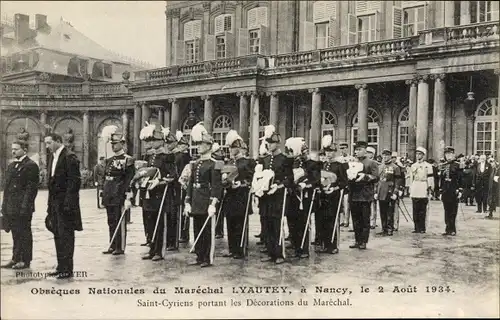 Ak Nancy Lothringen, Obsèques Nationales du Maréchal Lyautey, le 2 Août 1934, Saint Cyriens