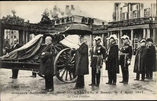 Ak Nancy Lothringen, Obsèques Nationales du Maréchal Lyautey, le 2 Août 1934, Le Char Funèbre