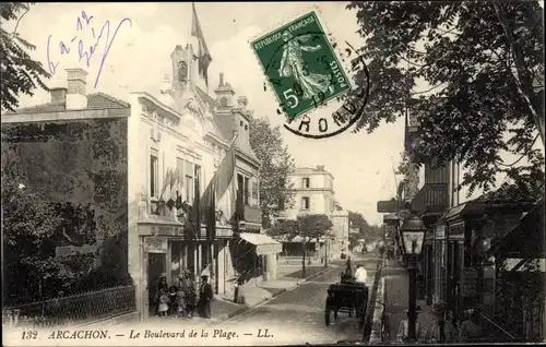 Ak Arcachon Gironde, Le Boulevard de la Plage, P. Roy