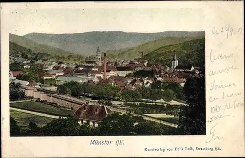 Ak Munster Münster Elsass Haut Rhin, vue générale